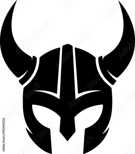 Viking Helmet Flat silhouette vector illustration (3)