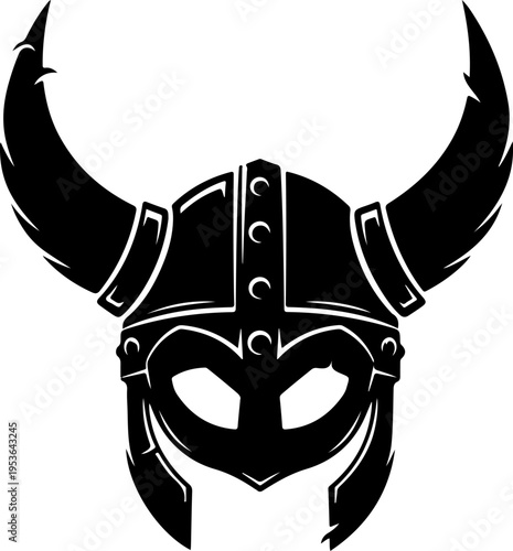 Viking Helmet Flat silhouette vector illustration (3)