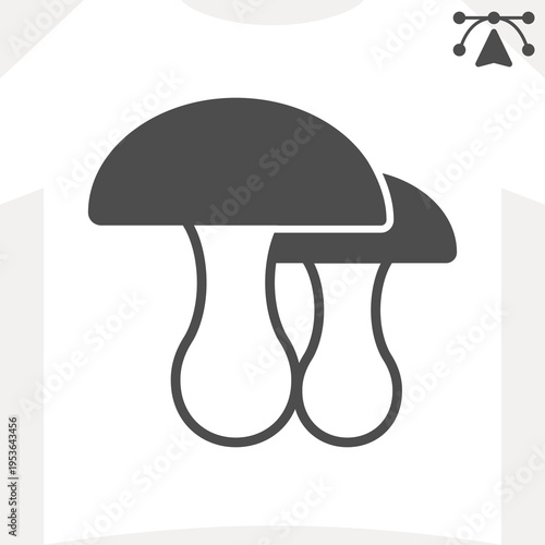 Big and small mushroom solid icon, autumn concept. Vector graphics. Mushrooms sign and editable stroke, glyph style icon for mobile or web design.