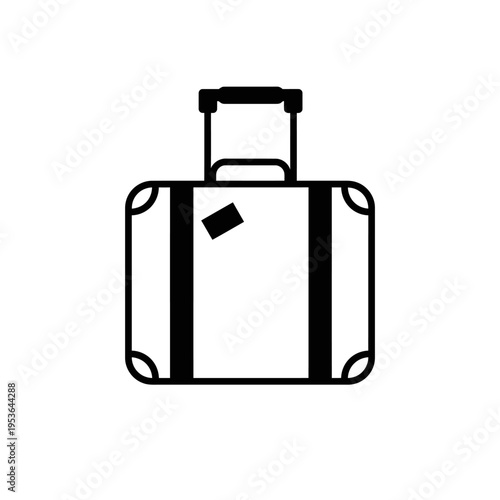 Black suitcase with handle ready for travel and vacation adventures.