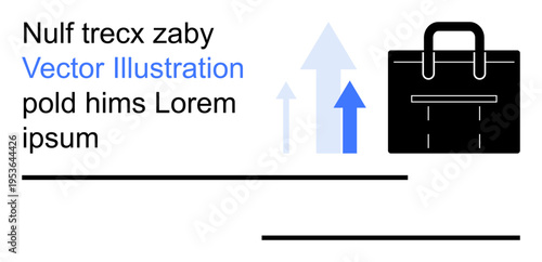 Business development, career growth, entrepreneurship, office work, corporate success, financial improvement. Black stylized briefcase with three upward arrows. Business growth and career growth