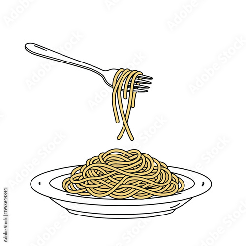Delicious Spaghetti Dish with Fork Twirling Pasta Ready to Eat.