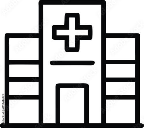 Hospital Building Icon with Plus Symbol medical healthcare