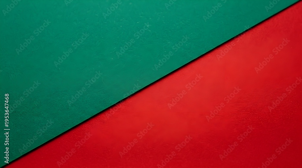 Fototapeta premium Abstract Geometric Background of Red and Green Textured Paper Divided Diagonally