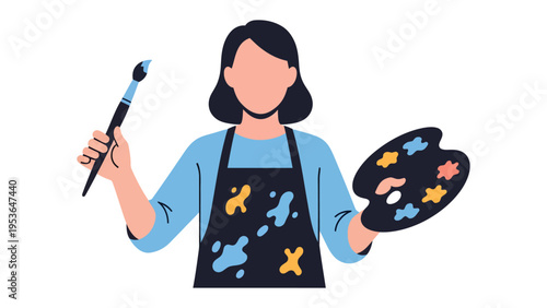 Artistic Inspiration: An artist, palette in hand and brush poised, embodies the creative spirit, ready to bring imagination to life with every stroke.