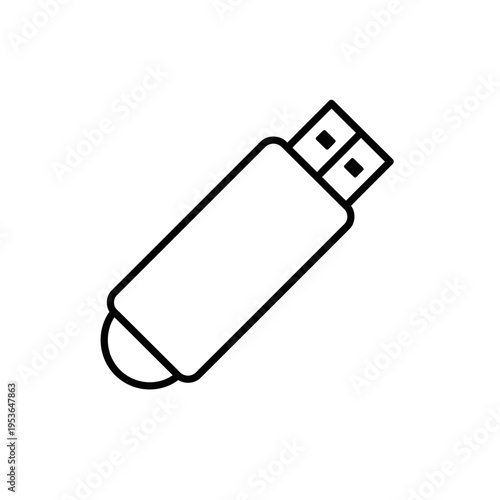 Simple Line Art Icon of a USB Flash Drive.