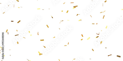 A scattering of golden confetti against a clean white background with party background