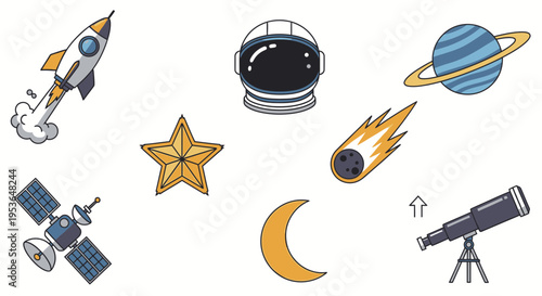 Space objects and astronomy equipment 16.