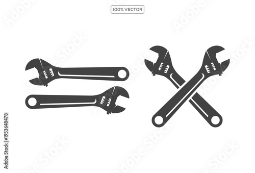 Adjustable Wrench Vector Flat Icons illustration template