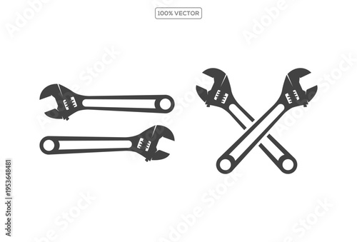Adjustable Wrench Vector Flat Icons illustration