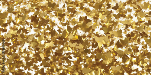 Abstract background of sparkling gold glitter in the shape of maple leaves, autumn or festive celebration