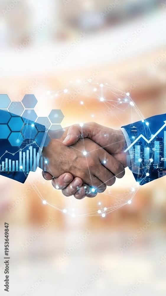 custom made wallpaper toronto digitalBusiness handshake, global network, financial growth charts and abstract data visualization