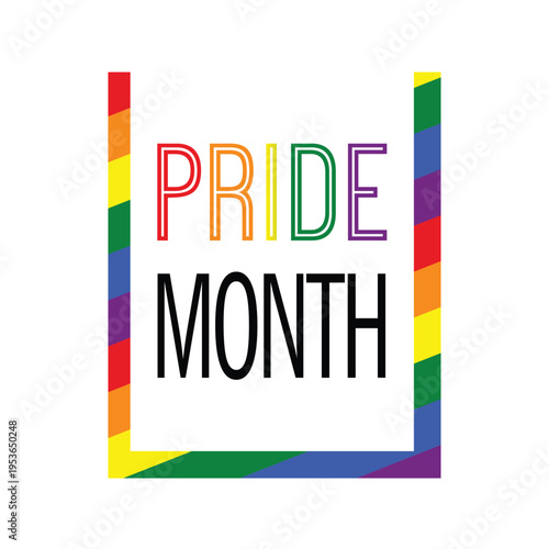 Pride Month  Typography Poster with Rainbow Stripes Minimal Design
