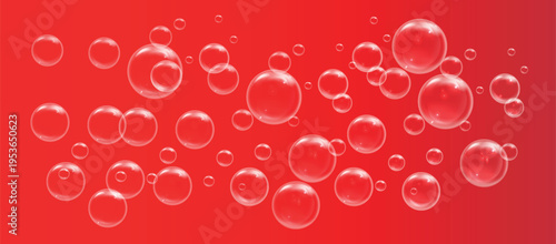 Bubbles floating on red background 
