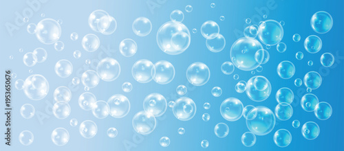 Bubbles floating on blue background 