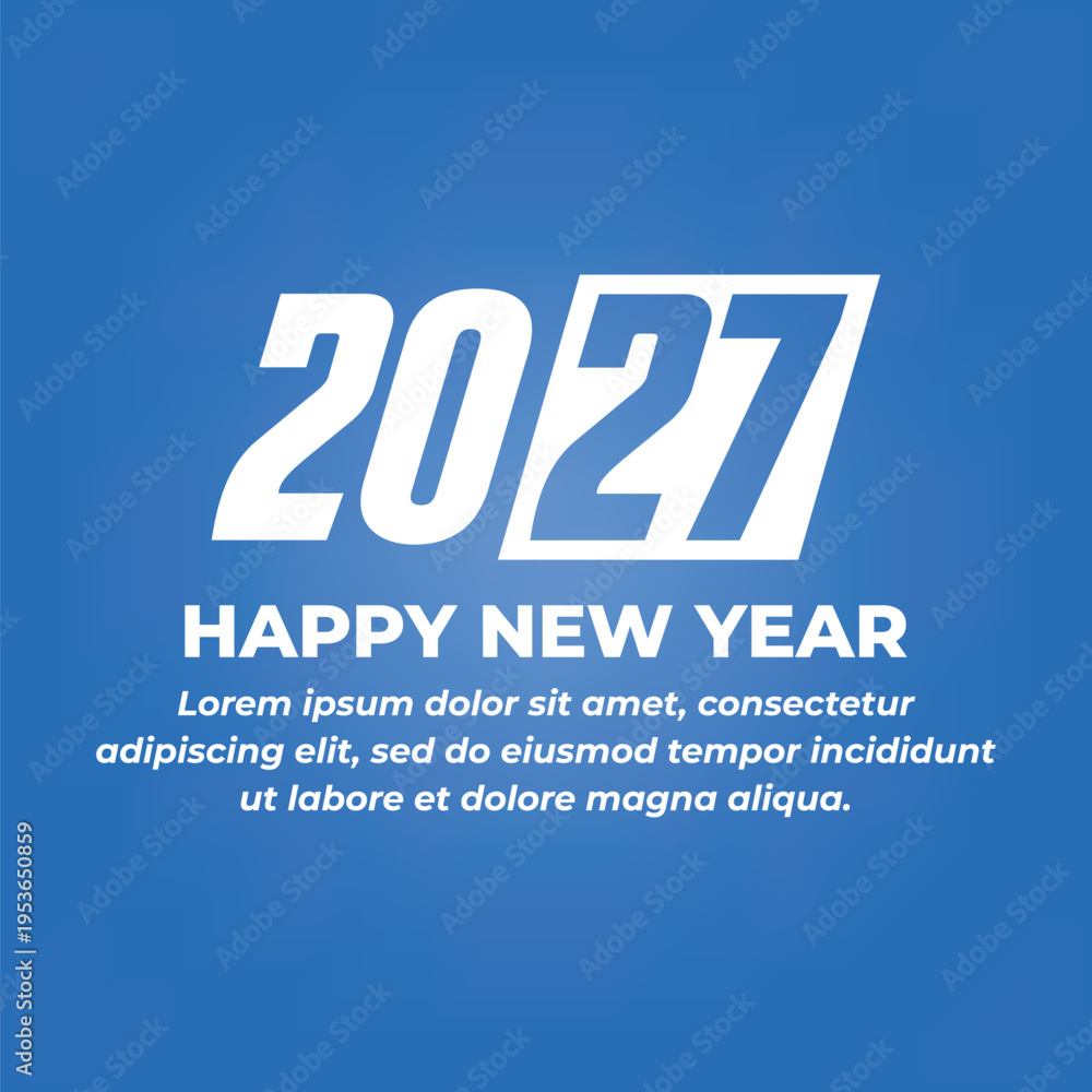 Obraz premium New Year 2027 design with blue color concept