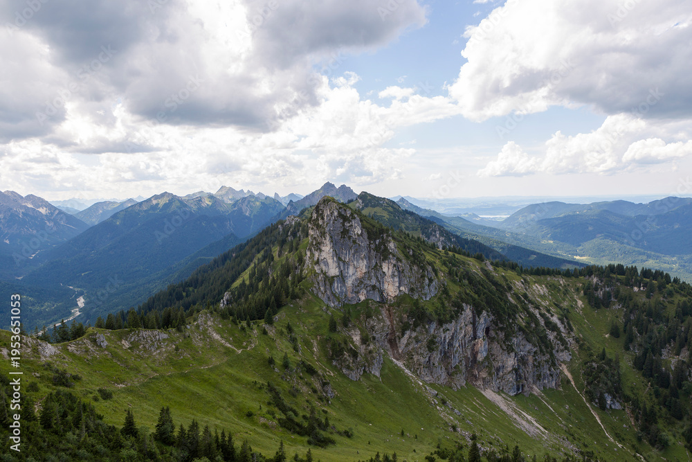 Fototapeta premium View from mountain top of Teufelstaettkopf in Bavaria, Germany