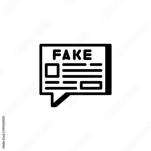 Speech bubble with fake news text. Misinformation concept.
