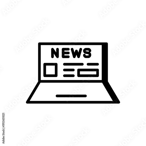 Laptop with news page. Digital journalism and online media concept.