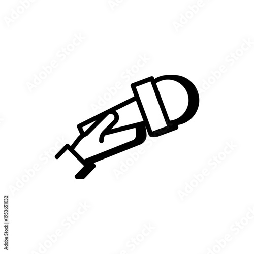 Hand holding microphone. Interview and broadcasting concept.