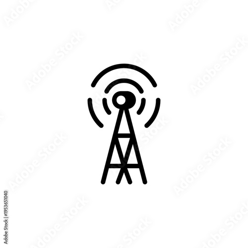 Signal tower with waves. Broadcasting and communication network concept.