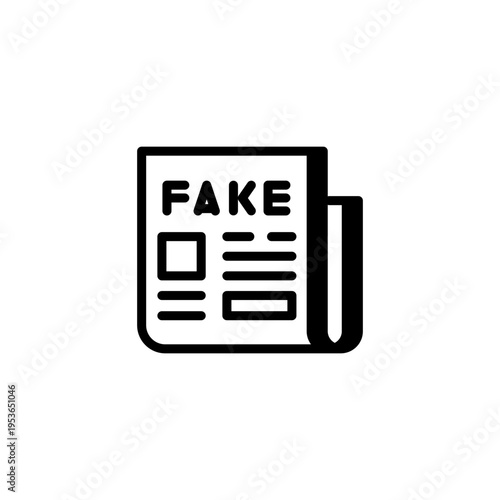 Fake newspaper icon. Misinformation and media concept.
