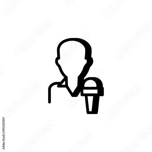 Reporter with microphone. Journalism and live reporting concept.