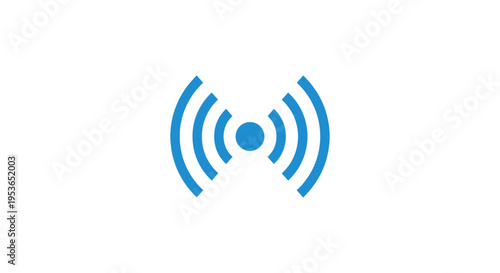 Blue wireless signal icon symbol.