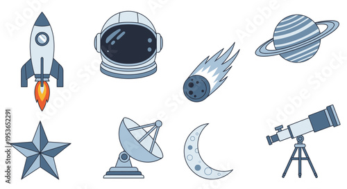 Space objects and astronomy equipment 18.
