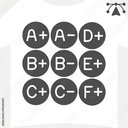 Grade balloons solid icon, teachers day concept. Vector graphics. Stickers with good and bad grades sign and editable stroke, glyph style icon for mobile or web design.