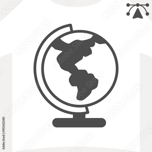 Globe solid icon, geography concept. Vector graphics. Planet Earth with America sign and editable stroke, glyph style icon for mobile or web design.