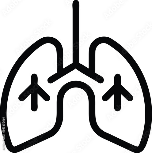 Lungs with horizontal arrows icon respiratory system