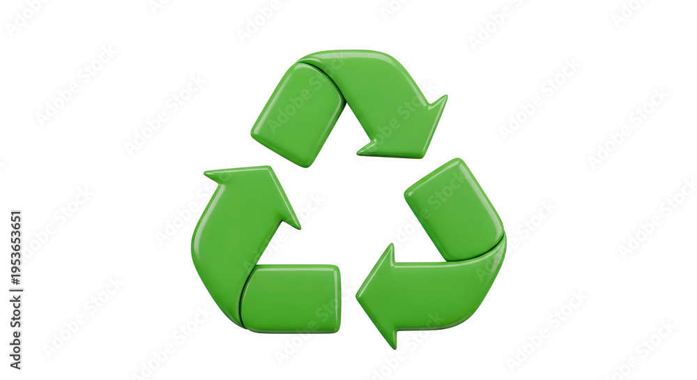 Obraz premium Green recycling symbol with arrows, environmental protection icon, sustainability, ecology, waste management, circular economy