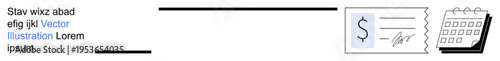 Financial planning, payment tracking, bill management, banking services, business deadlines, upcoming reminders. An invoice and calendar icon on white. Financial planning and payment tracking concept