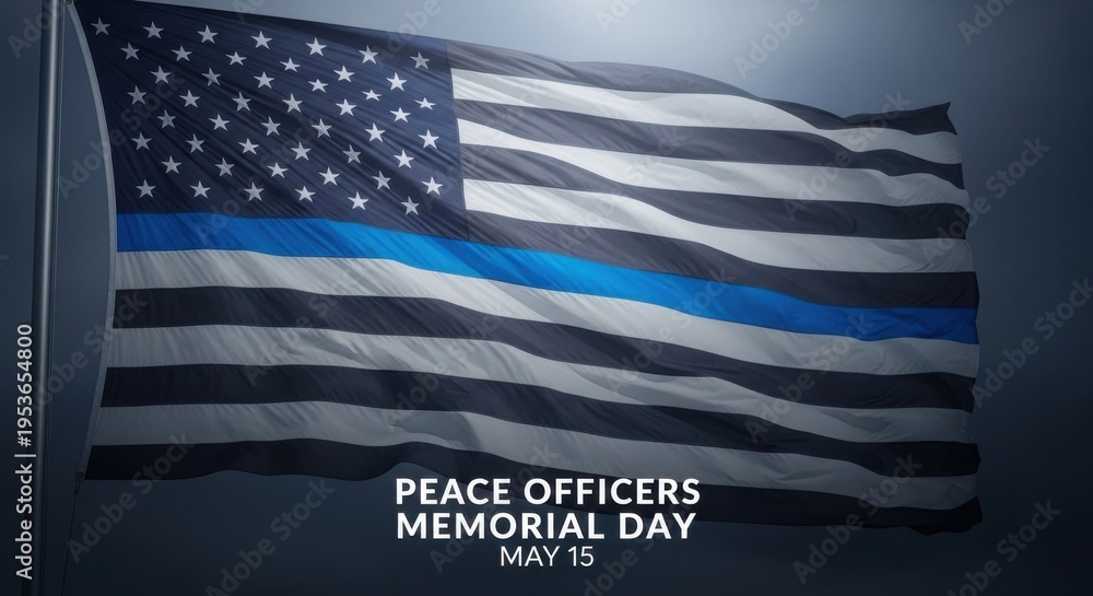 Obraz premium American flag with blue line for Peace Officers Memorial Day