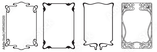 Frames with style Art Nouveau ornament vector set.