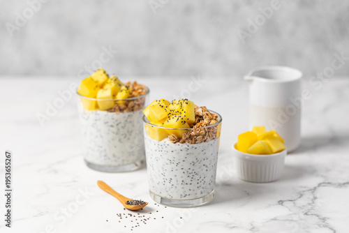 Wallpaper Mural Chia pudding with Mango and Granola in Glass Torontodigital.ca