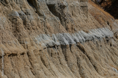 eroded rock texture, close up detail of eroded rock texture and geological layers