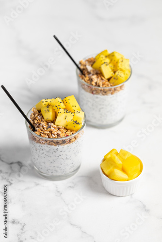 Wallpaper Mural Chia pudding with Mango and Granola in Glass Torontodigital.ca