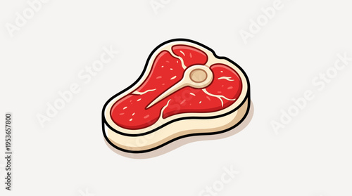 Raw Steak Meat Cut Flat Vector Icon