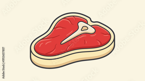 Raw Steak Meat Cut Flat Vector Icon