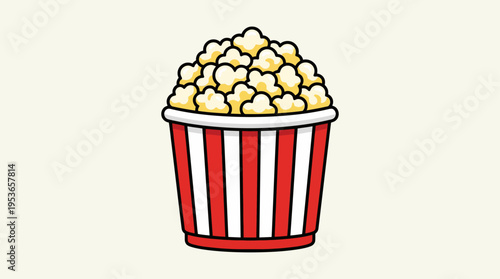 Popcorn Bucket Flat Cartoon Vector Icon