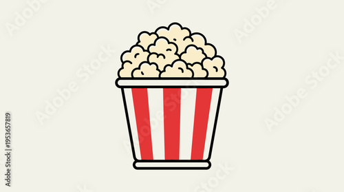 Popcorn Bucket Flat Cartoon Vector Icon