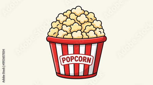 Popcorn Bucket Flat Cartoon Vector Icon
