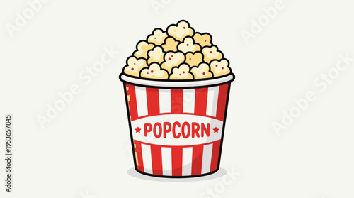 Popcorn Bucket Flat Cartoon Vector Icon