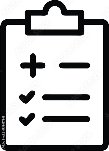 Medical Clipboard With Checkmarks and Plus Symbol Icon