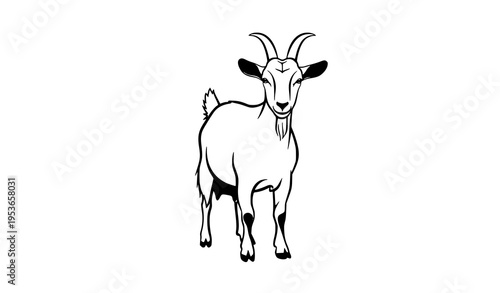 Modern flat dairy goat silhouette vector illustration clean rural farm animal icon design