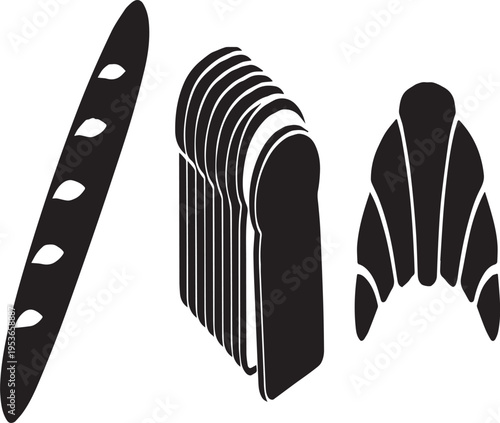 Bakery Bread Silhouettes Pastry Vector Icons