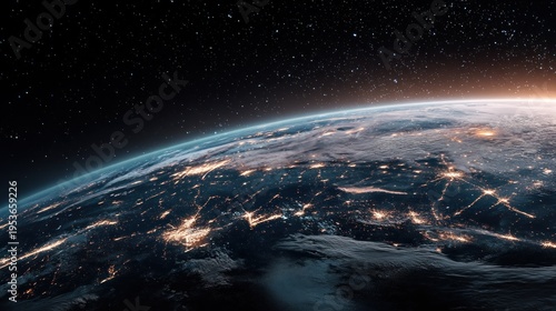 Earth at night from space glowing cities