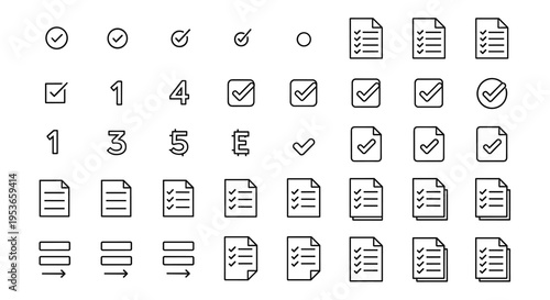 Essential checkmark icons set the stage for success, use this versatile graphic element to create a motivating professional environment that inspires achievement and productivity.